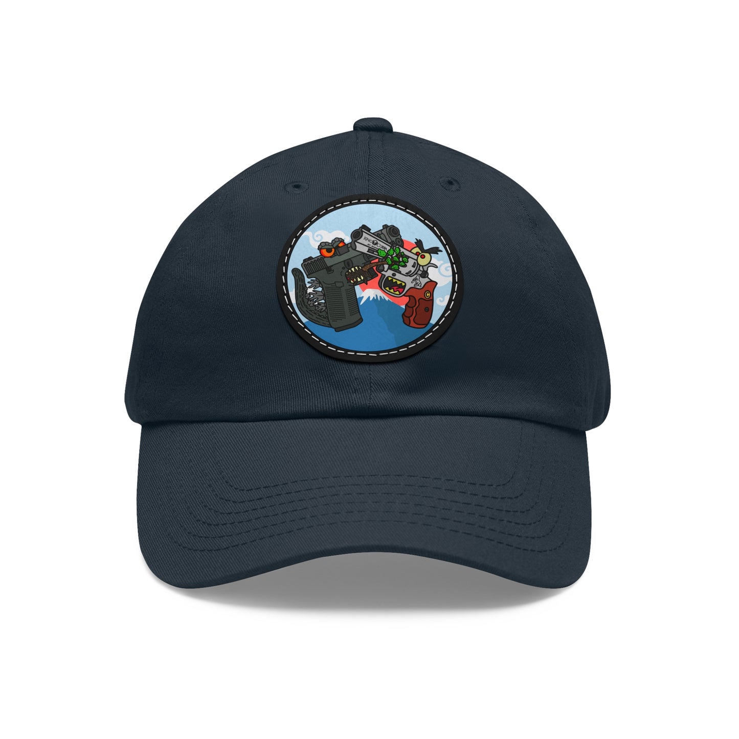 Glockzilla vs. King Cobra! Dad Hat with Leather Patch (Round)