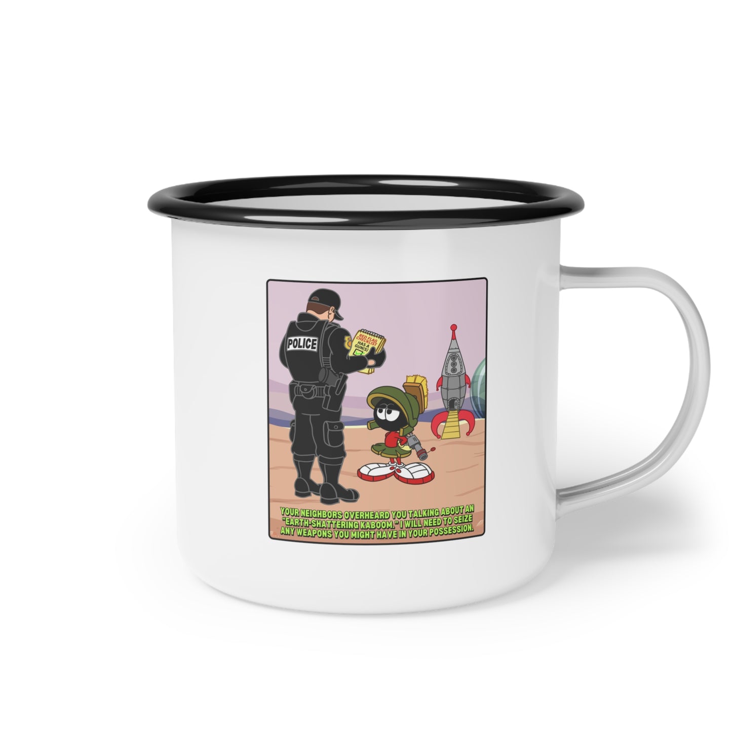 Red Flagged & Green Enamel Camp Cup