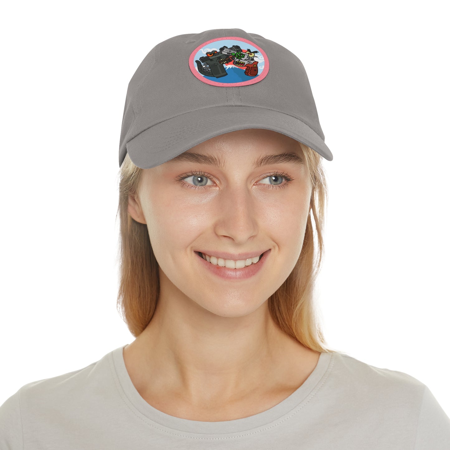 Glockzilla vs. King Cobra! Dad Hat with Leather Patch (Round)