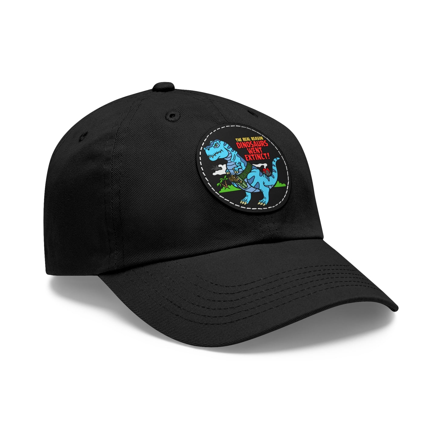 Why Dinosaurs Went Extinct! Dad Hat with Leather Patch (Round)