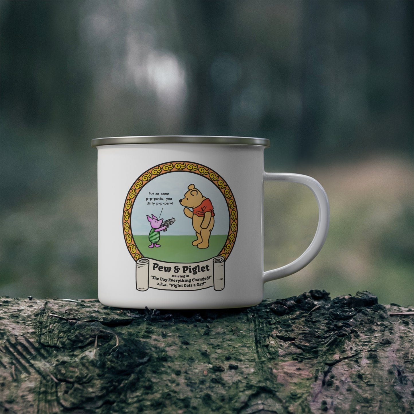 Piglet Gets a Gat! Enamel Camping Mug