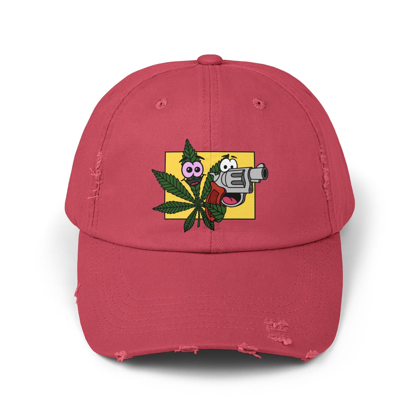 Weed & Guns! Unisex Distressed Cap