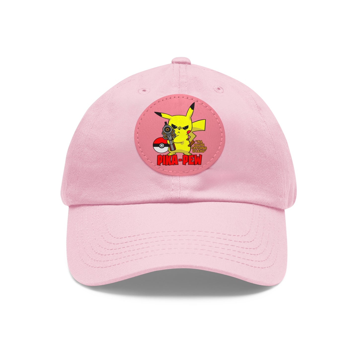 P-Pew Dad Hat with Leather Patch (Round)