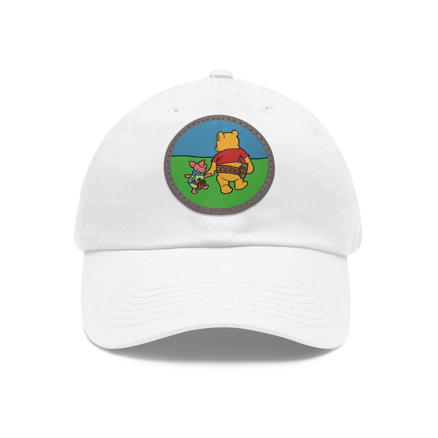 Pew & Piglet! Dad Hat with Leather Patch (Round)
