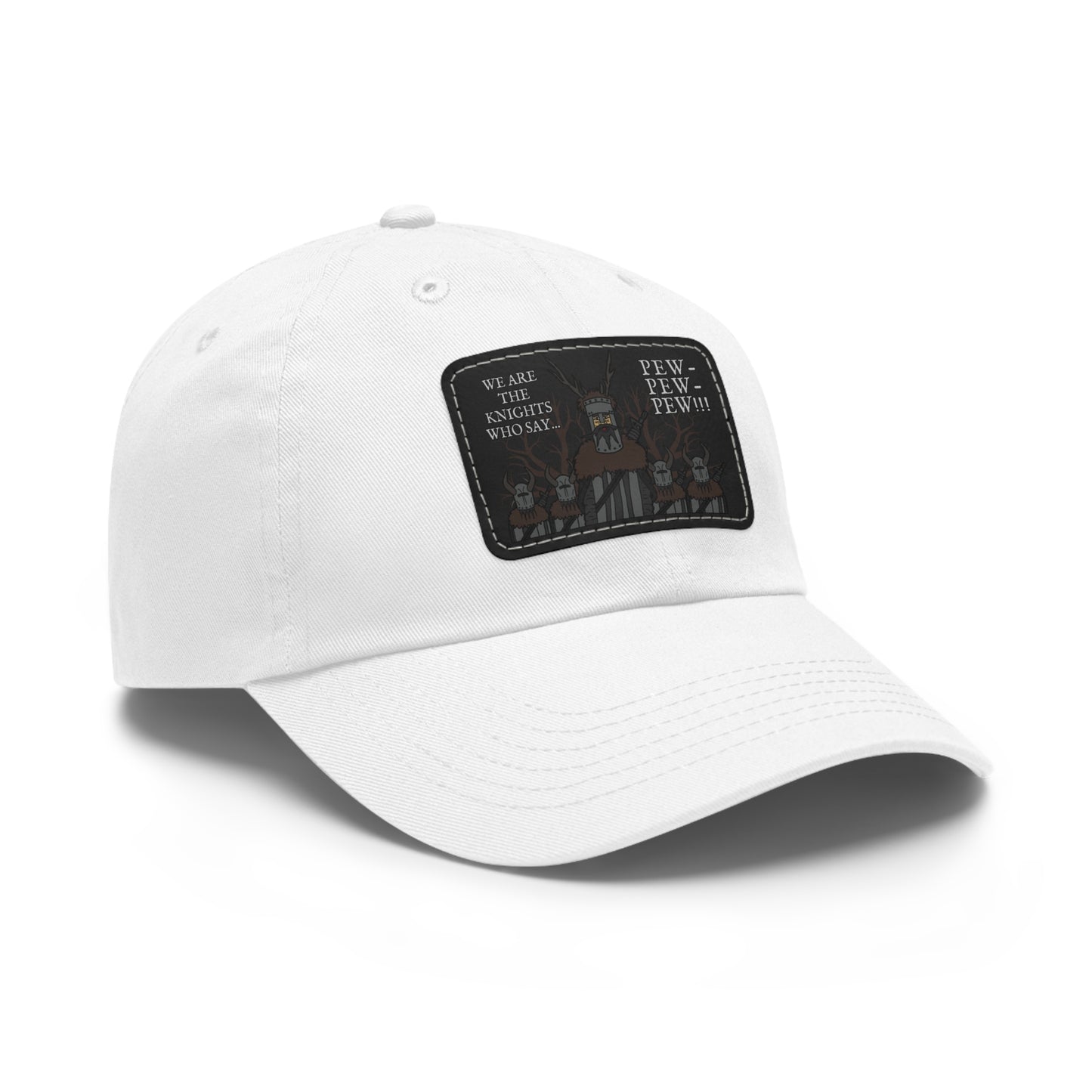 Knights of Pew! Dad Hat with Leather Patch (Rectangle)