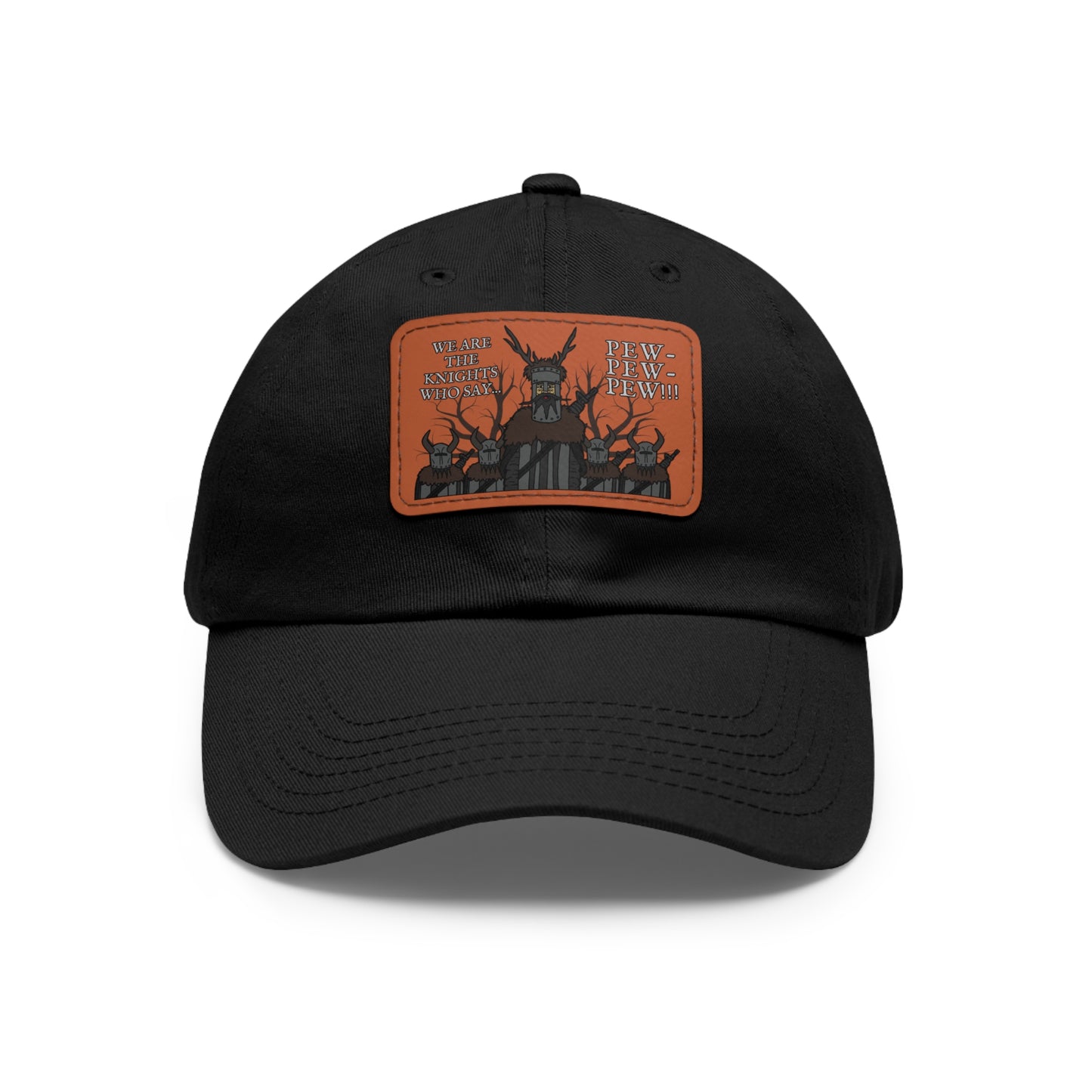 Knights of Pew! Dad Hat with Leather Patch (Rectangle)