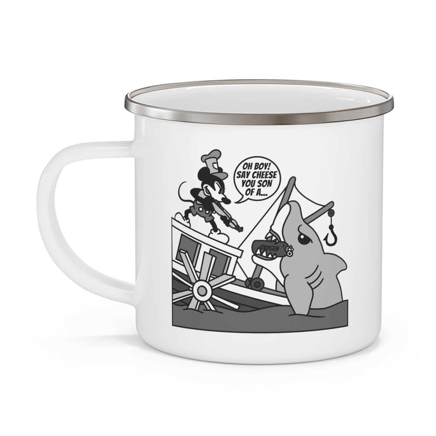 Willie vs. Bruce! Enamel Camping Mug