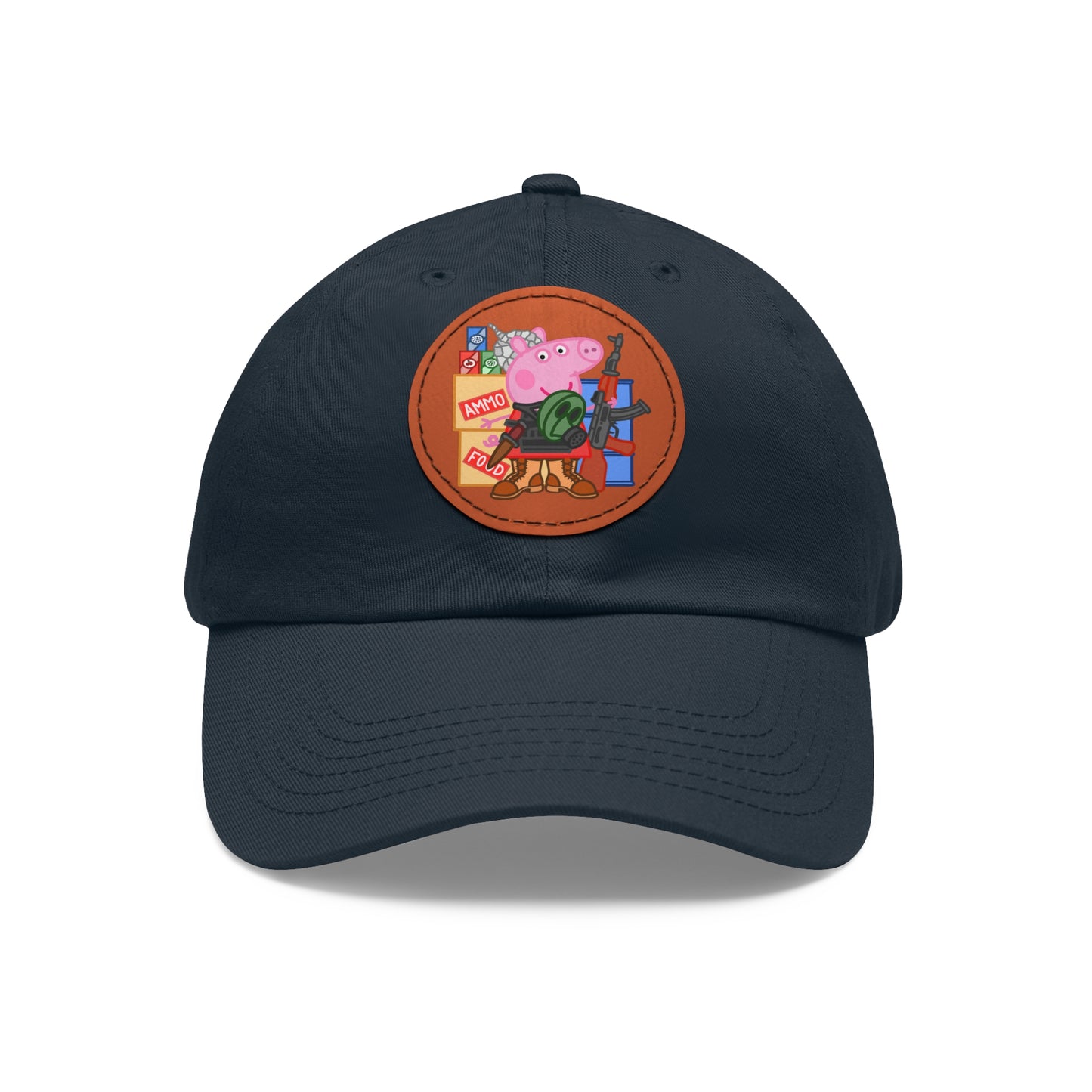 Preppa' Pig! Dad Hat with Leather Patch (Round)