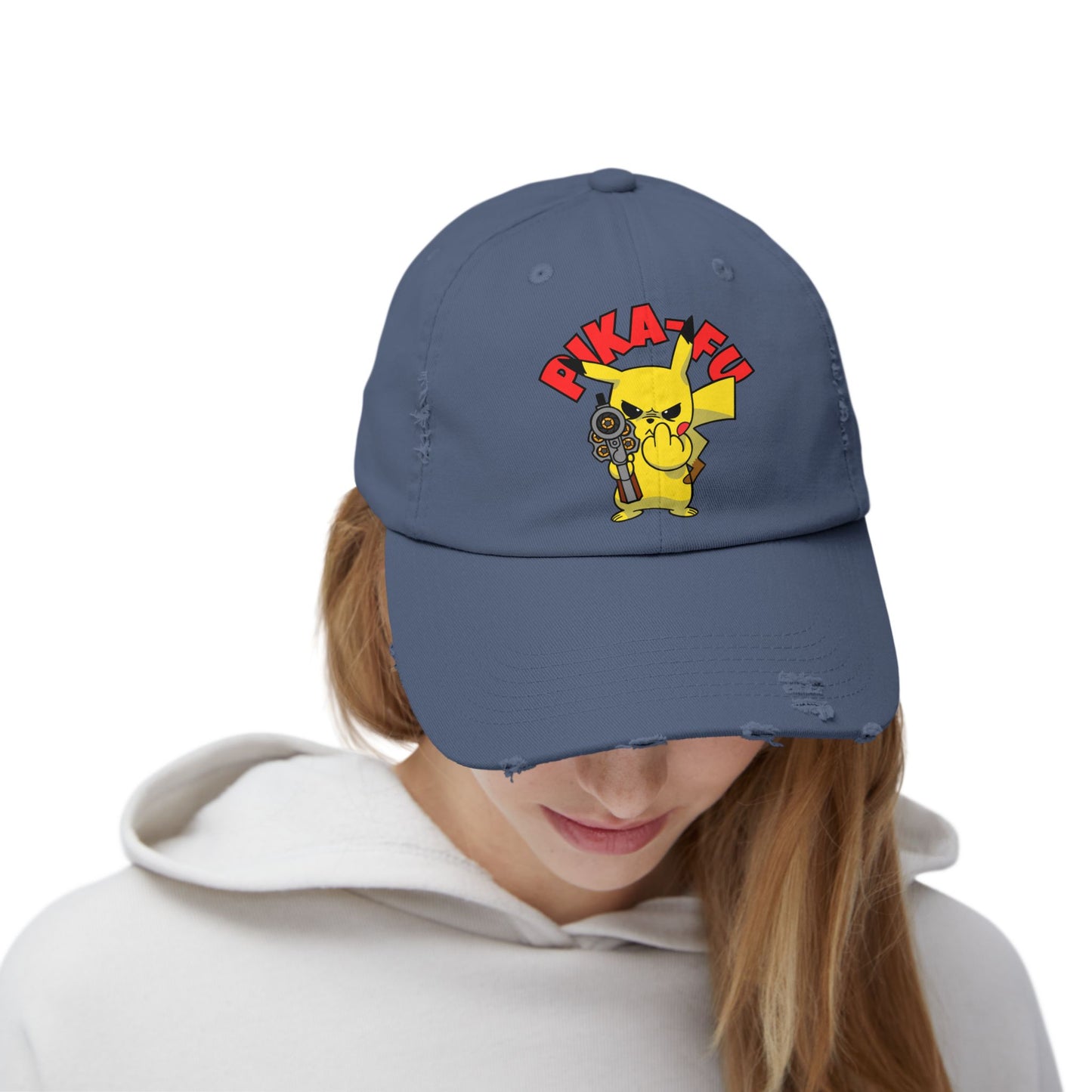 Pika-FU Unisex Distressed Cap