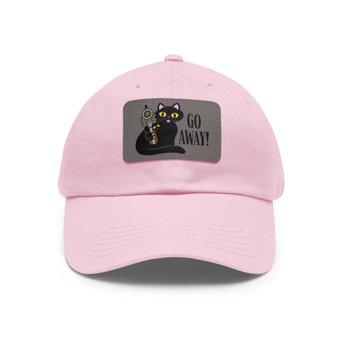 Go Away! Dad Hat with Leather Patch (Rectangle)