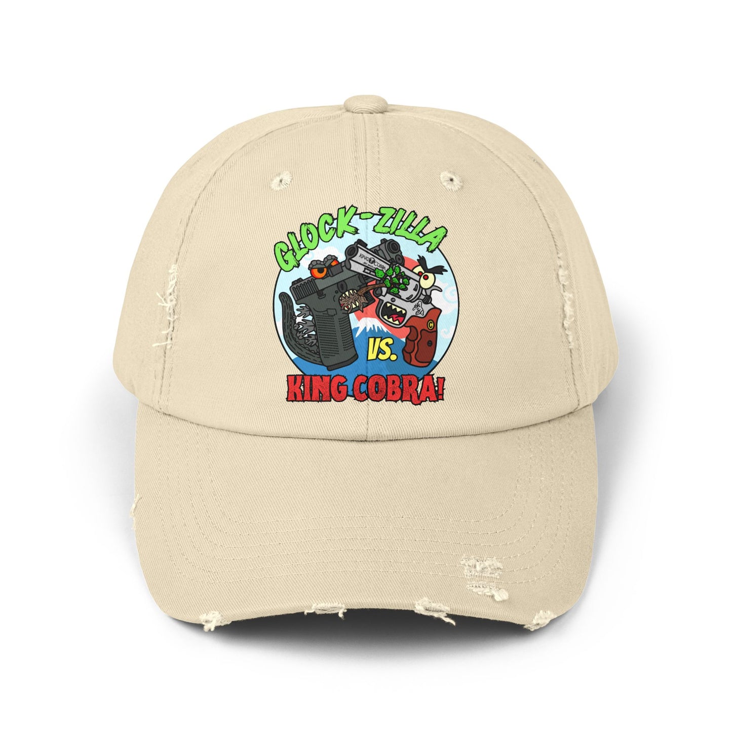 Glock-zilla vs. King Cobra! Unisex Distressed Cap
