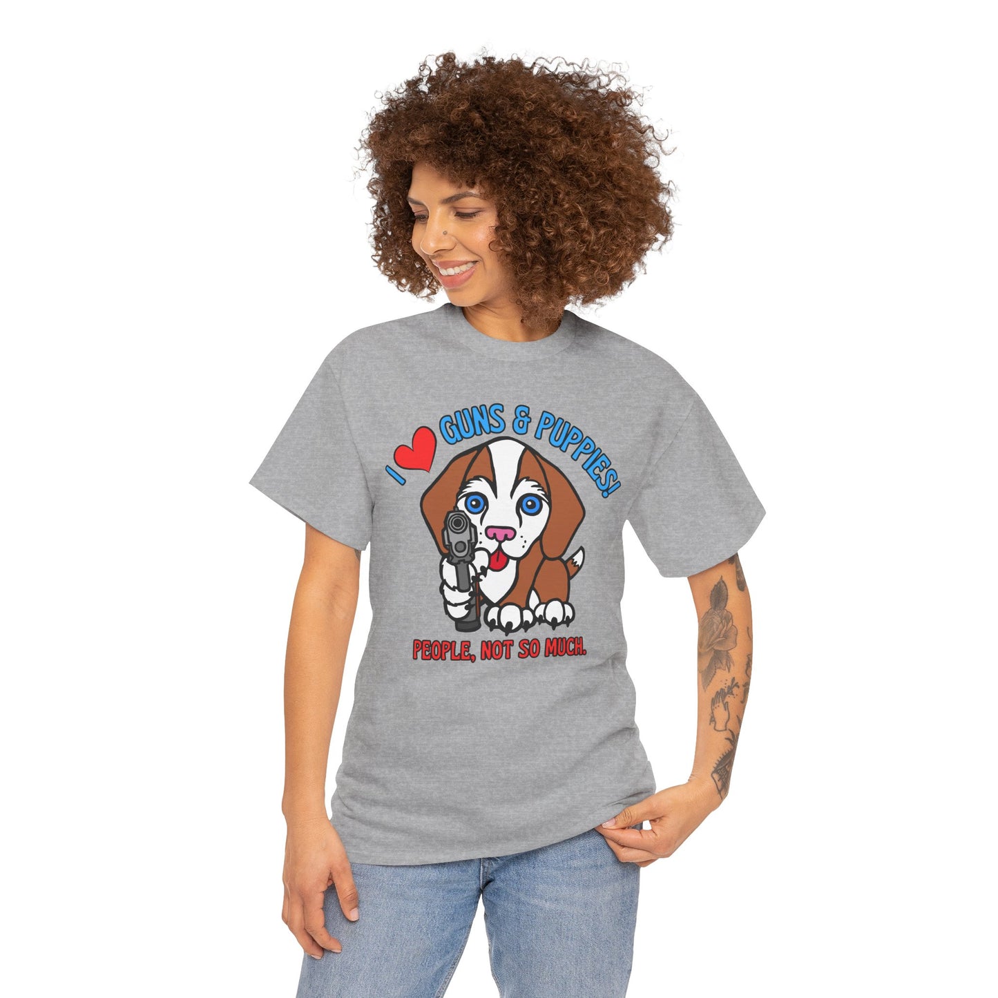 Guns & Puppies! Unisex Heavy Cotton Tee
