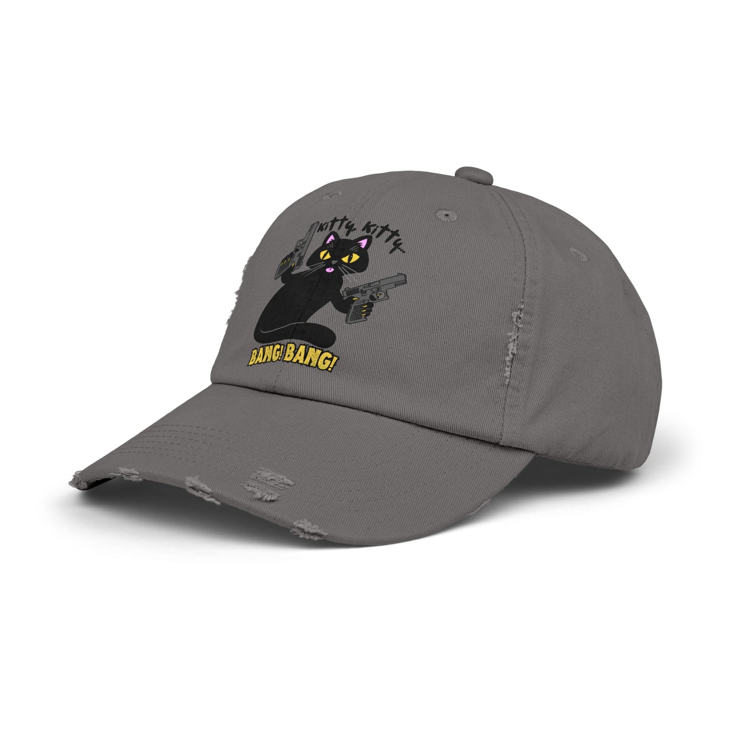 Unisex Distressed Cap - Kitty Kitty Bang Bang!