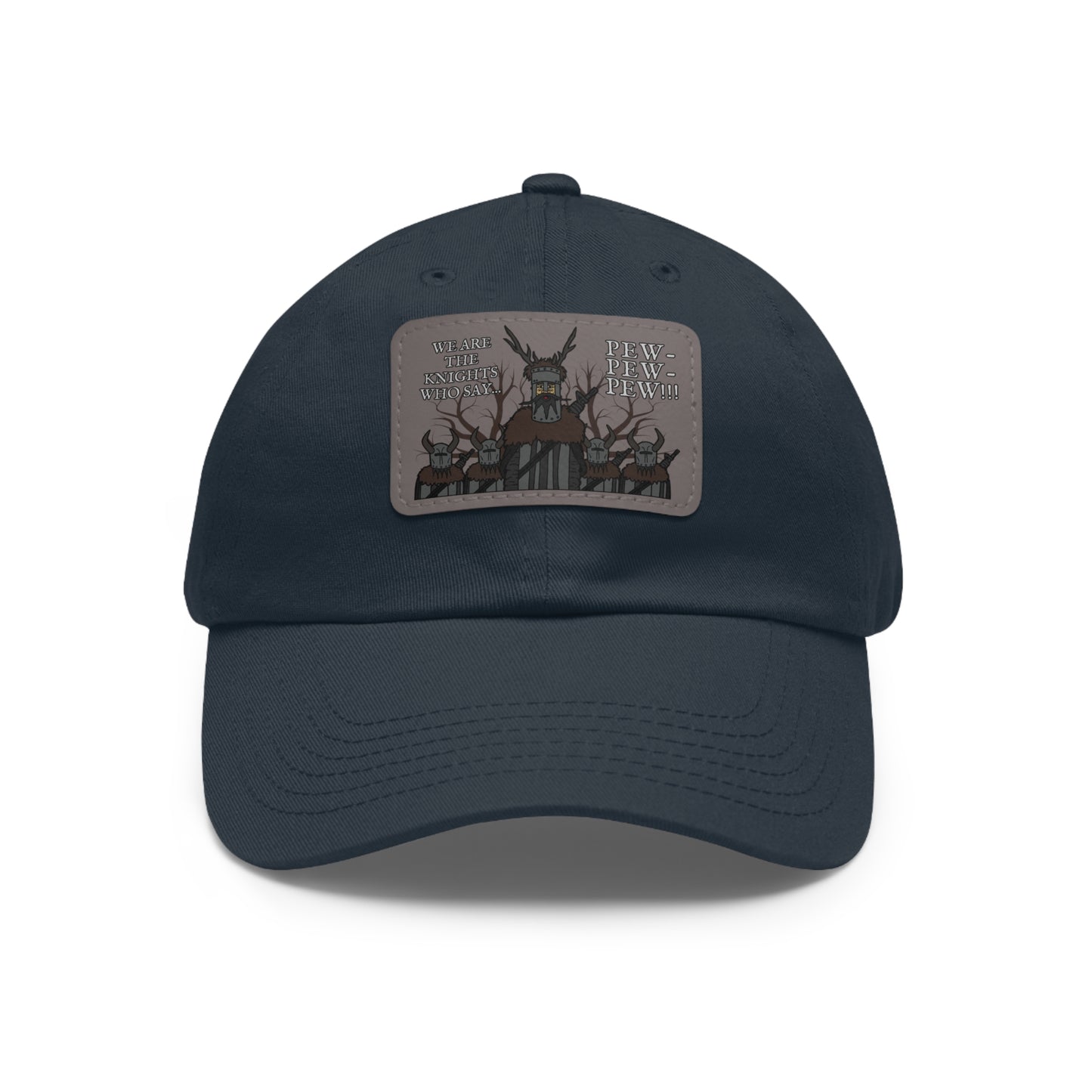 Knights of Pew! Dad Hat with Leather Patch (Rectangle)