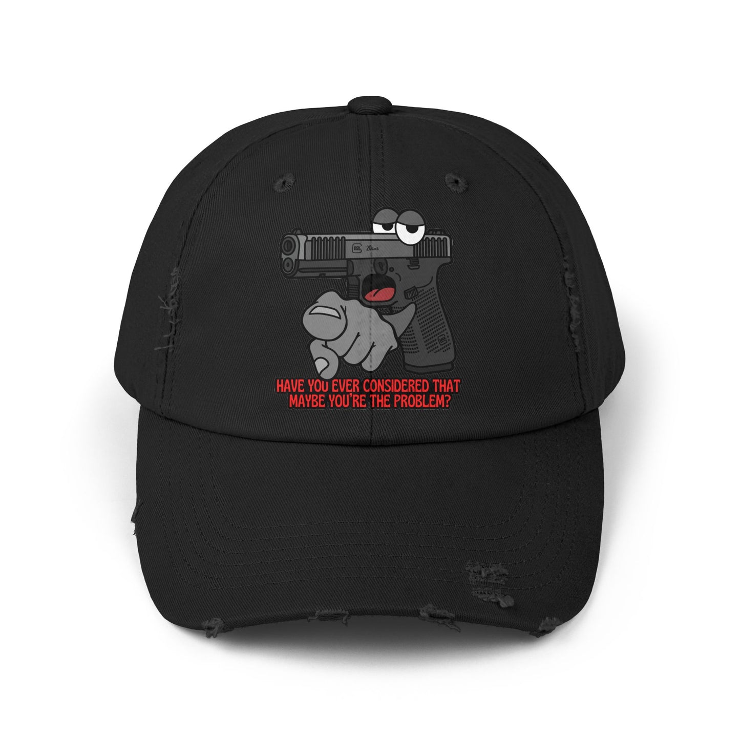 Glock "Maybe You're the Problem!" Unisex Distressed Cap - Fun Statement Hat with Gun Graphic - Perfect for Casual Outings and Gift Giving
