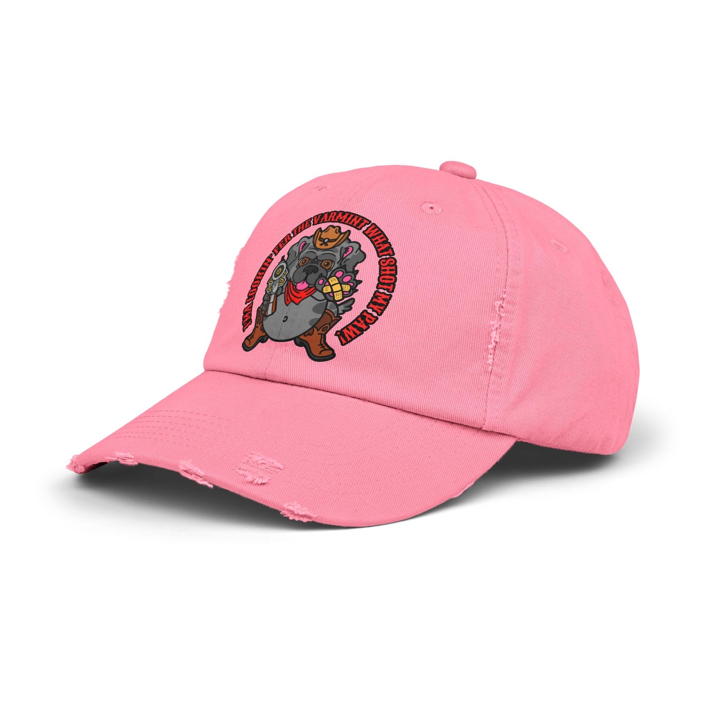 Funny Unisex Distressed Cap - Varmit What Shot my Paw!