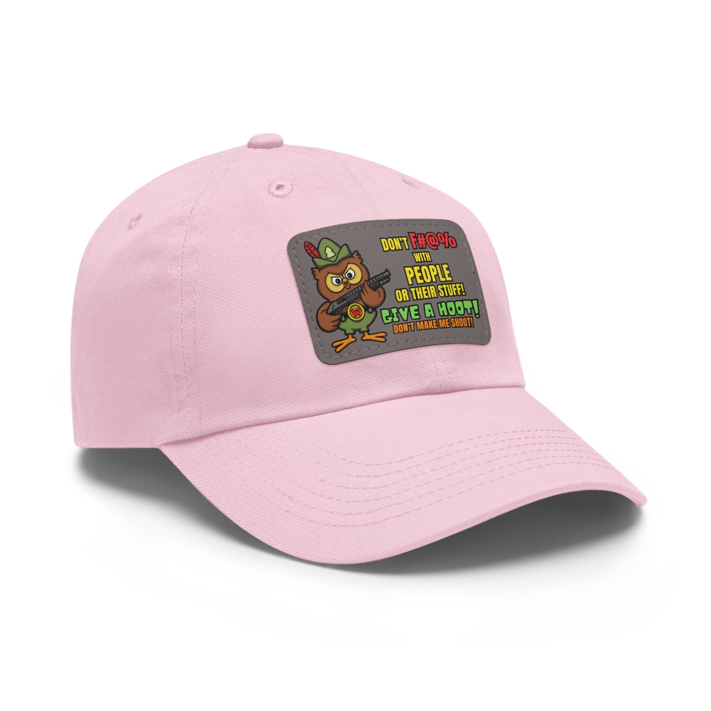 Give a Hoot! Dad Hat with Leather Patch (Rectangle)