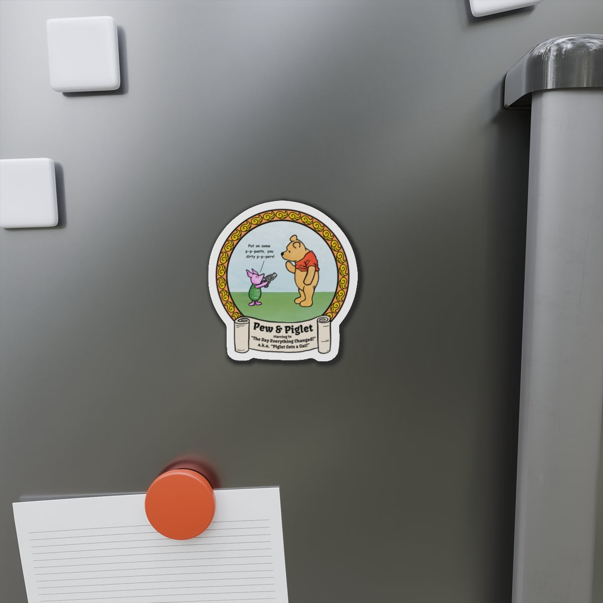 Piglet Gets a Gat! Die-Cut Magnets