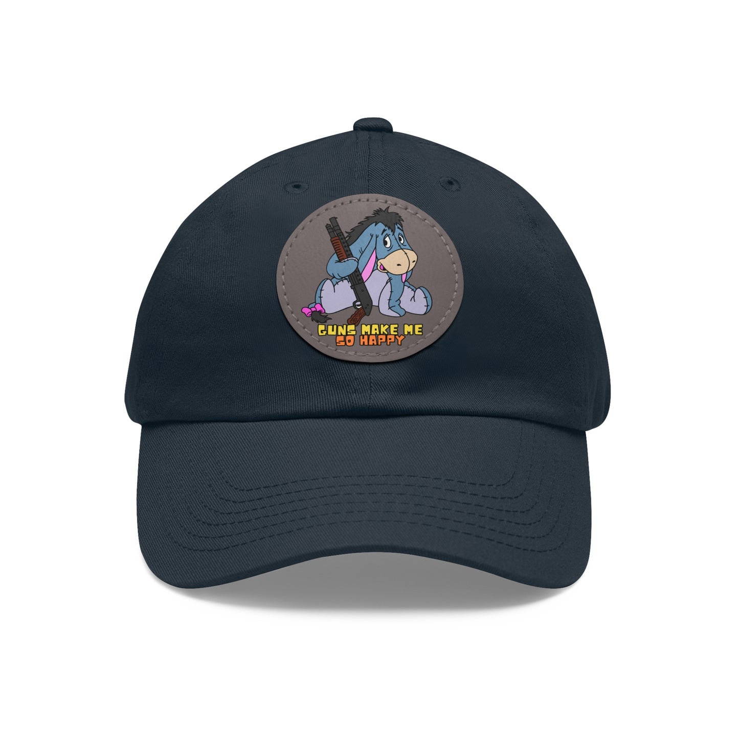Happy Eeyore! Dad Hat with Leather Patch (Round)