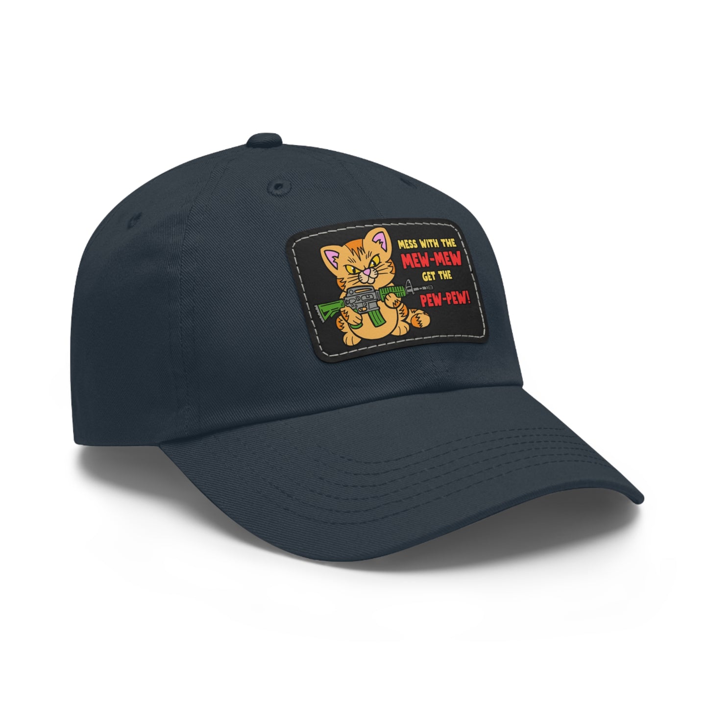 Mew-Mew/Pew-Pew! Dad Hat with Leather Patch (Rectangle)