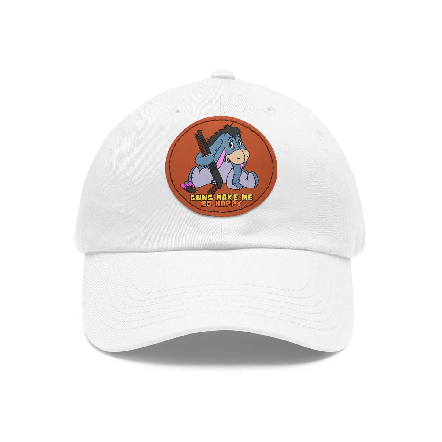 Happy Eeyore! Dad Hat with Leather Patch (Round)