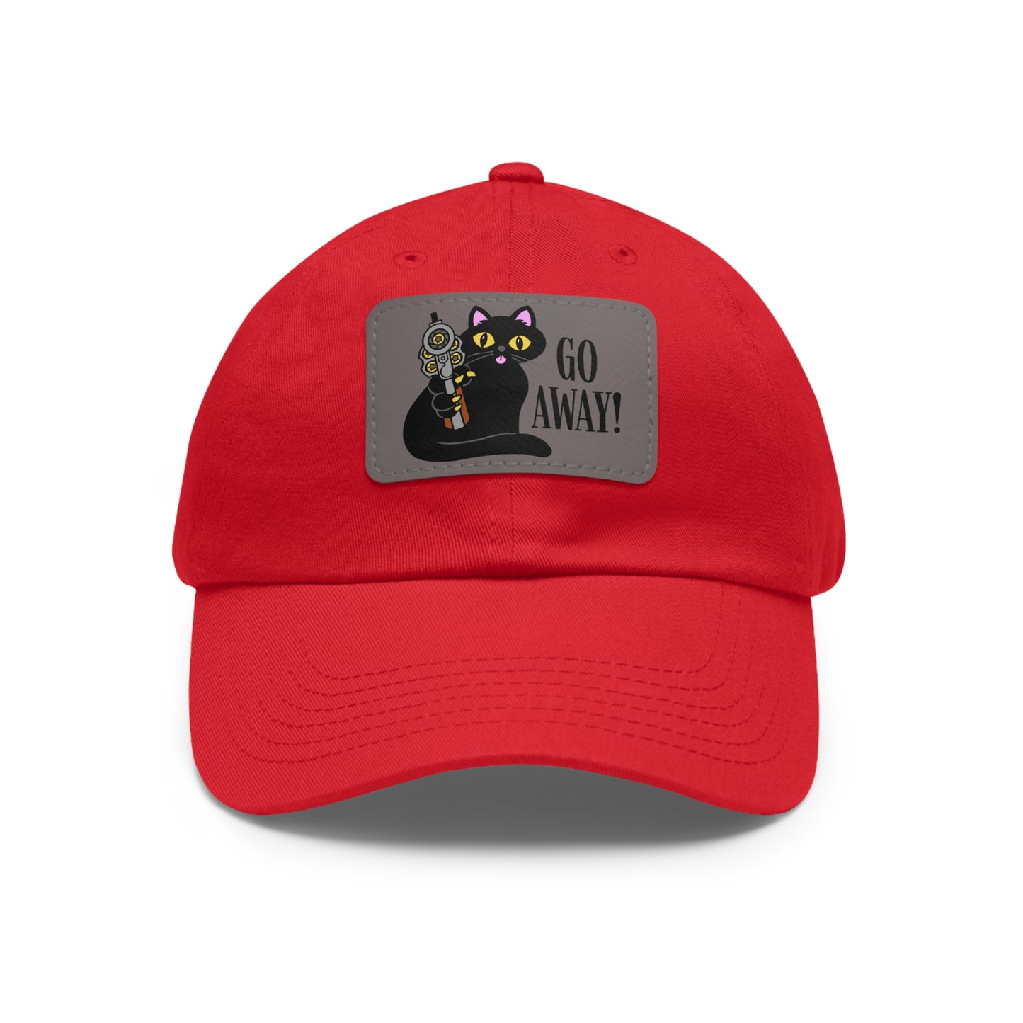 Go Away! Dad Hat with Leather Patch (Rectangle)