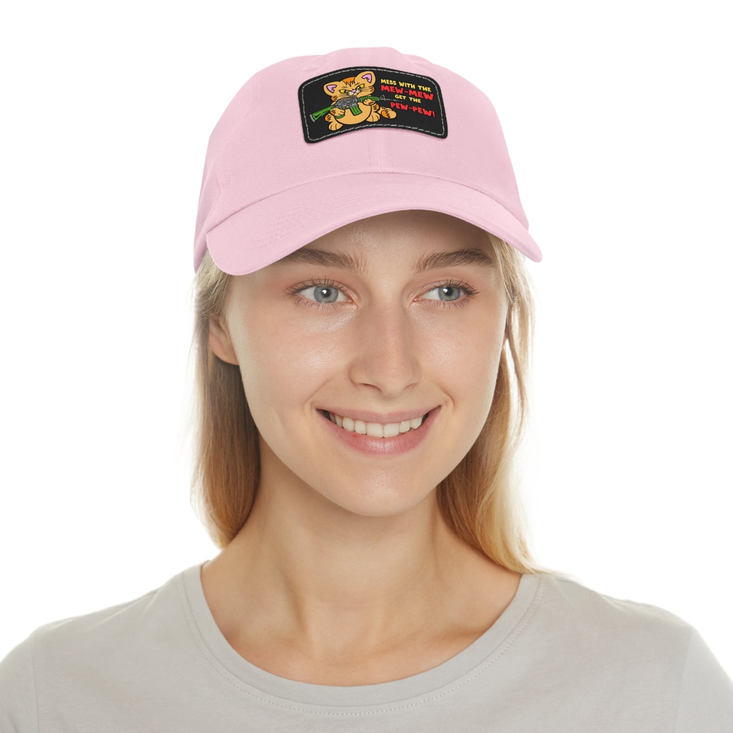 Mew-Mew/Pew-Pew! Dad Hat with Leather Patch (Rectangle)