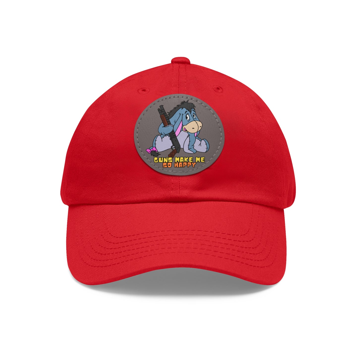 Happy Eeyore! Dad Hat with Leather Patch (Round)