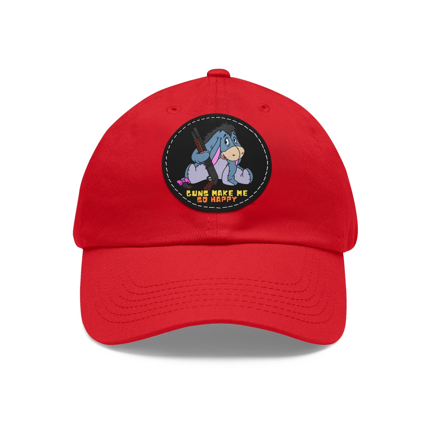 Happy Eeyore! Dad Hat with Leather Patch (Round)