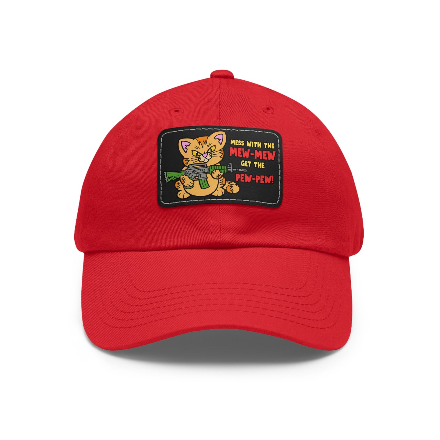Mew-Mew/Pew-Pew! Dad Hat with Leather Patch (Rectangle)