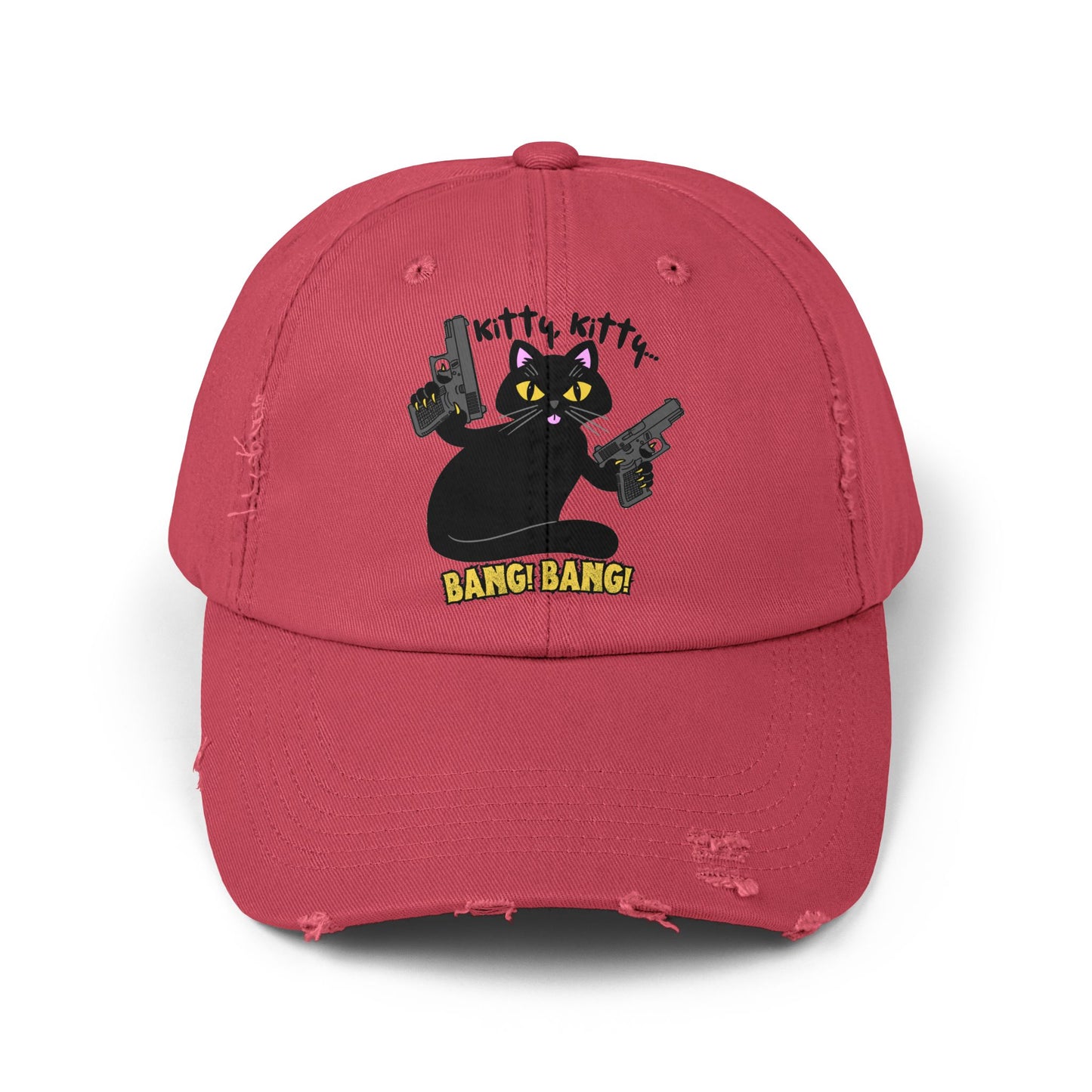 Unisex Distressed Cap - Kitty Kitty Bang Bang!