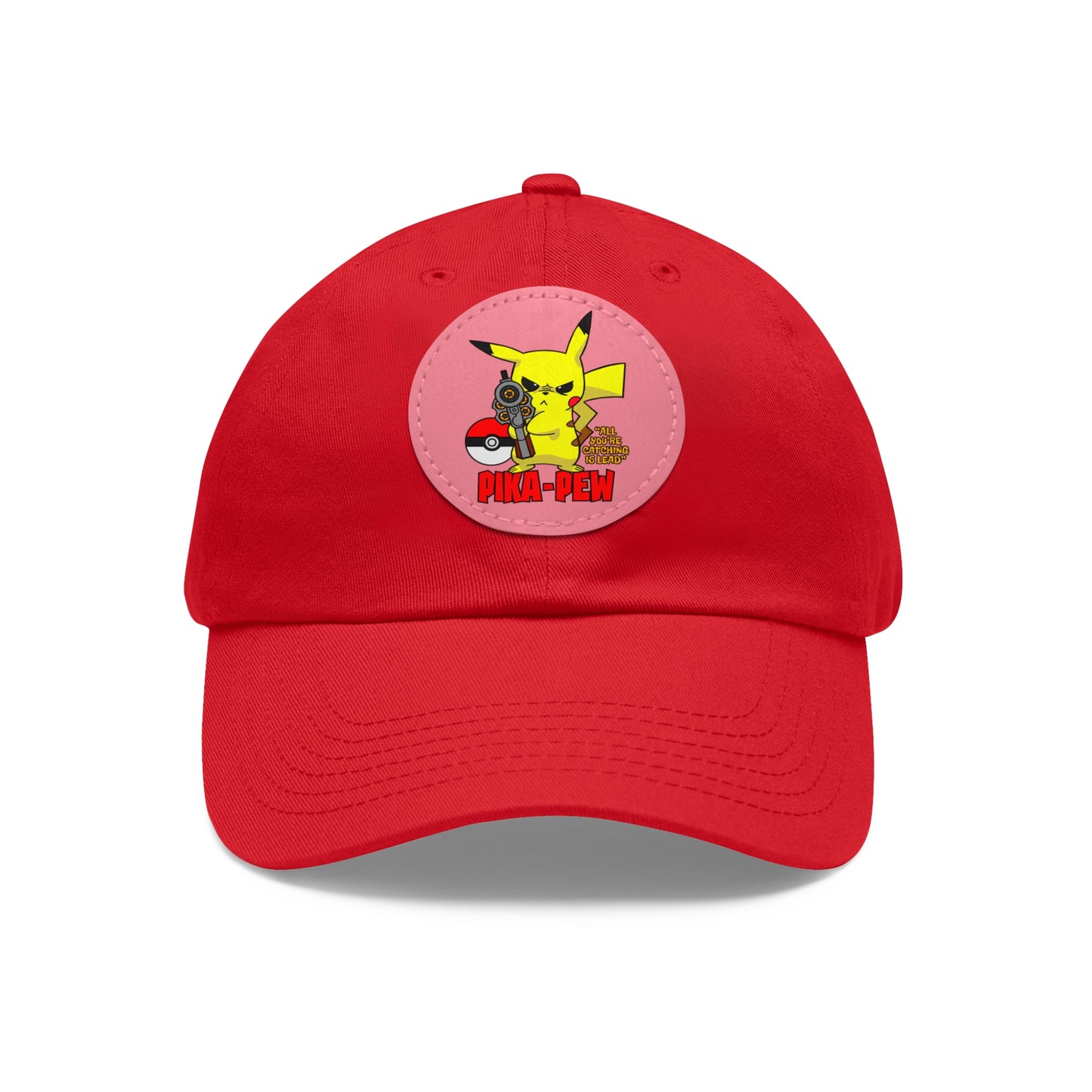 P-Pew Dad Hat with Leather Patch (Round)