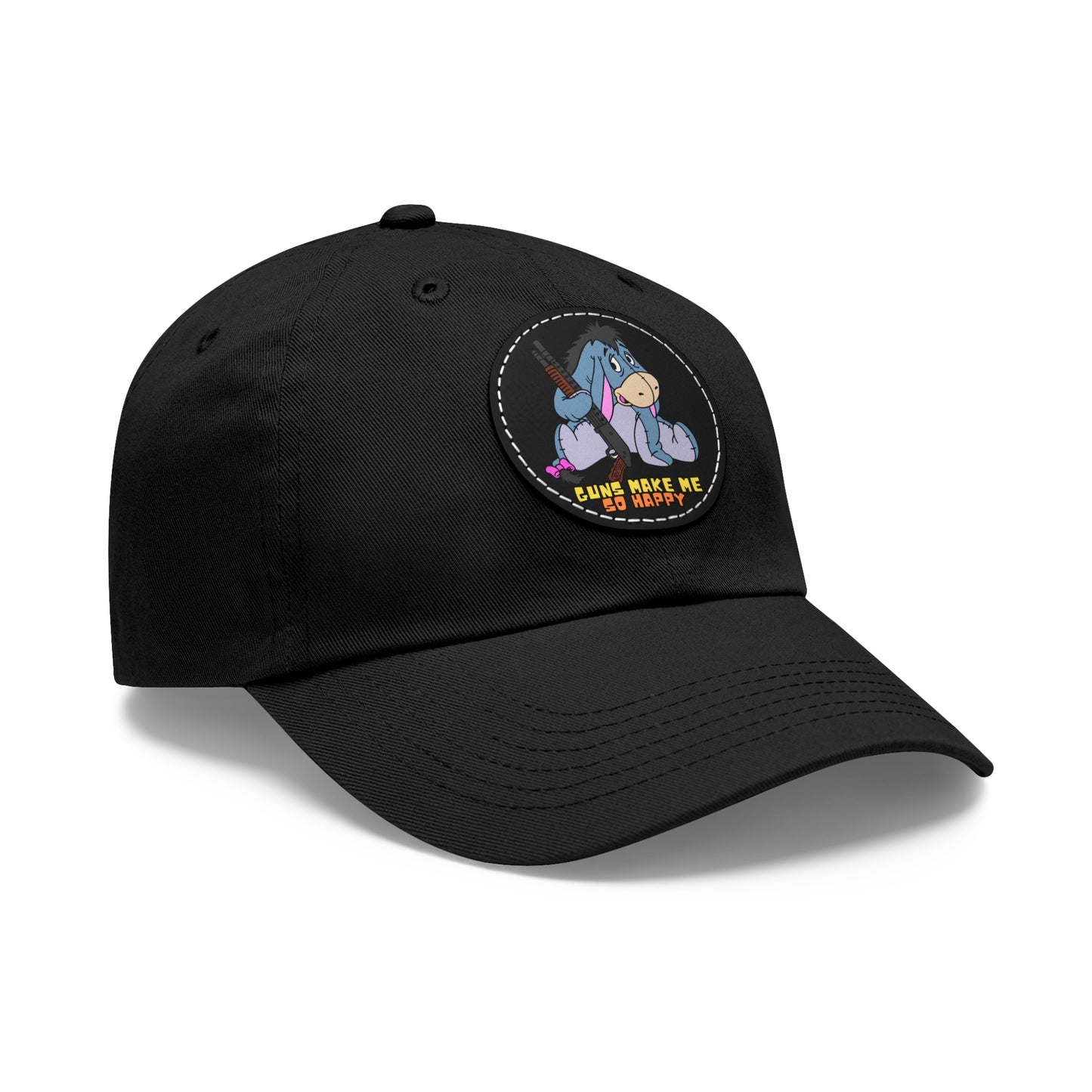 Happy Eeyore! Dad Hat with Leather Patch (Round)
