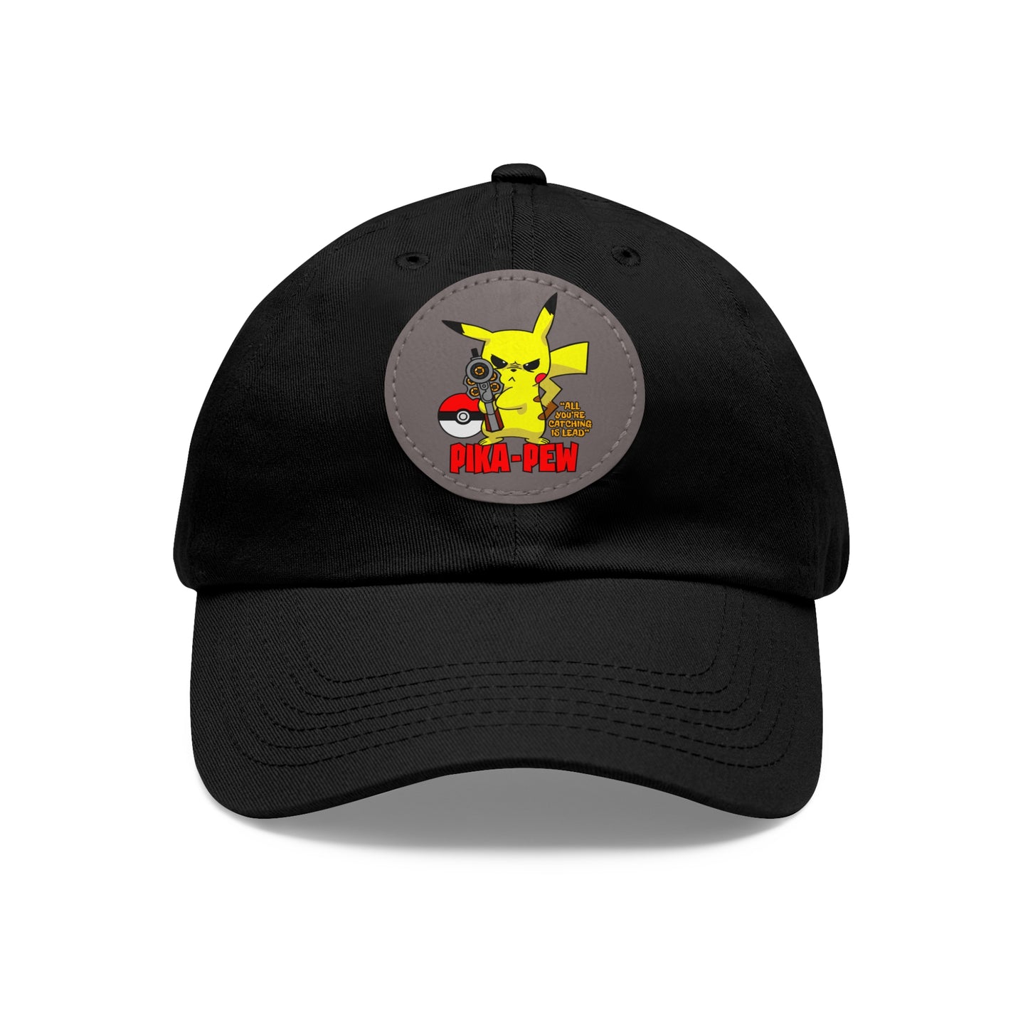 P-Pew Dad Hat with Leather Patch (Round)