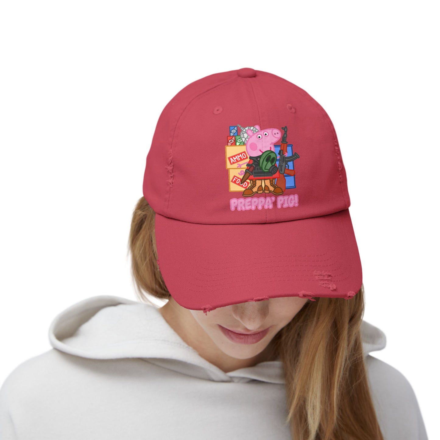 Preppa' Pig! Unisex Distressed Cap
