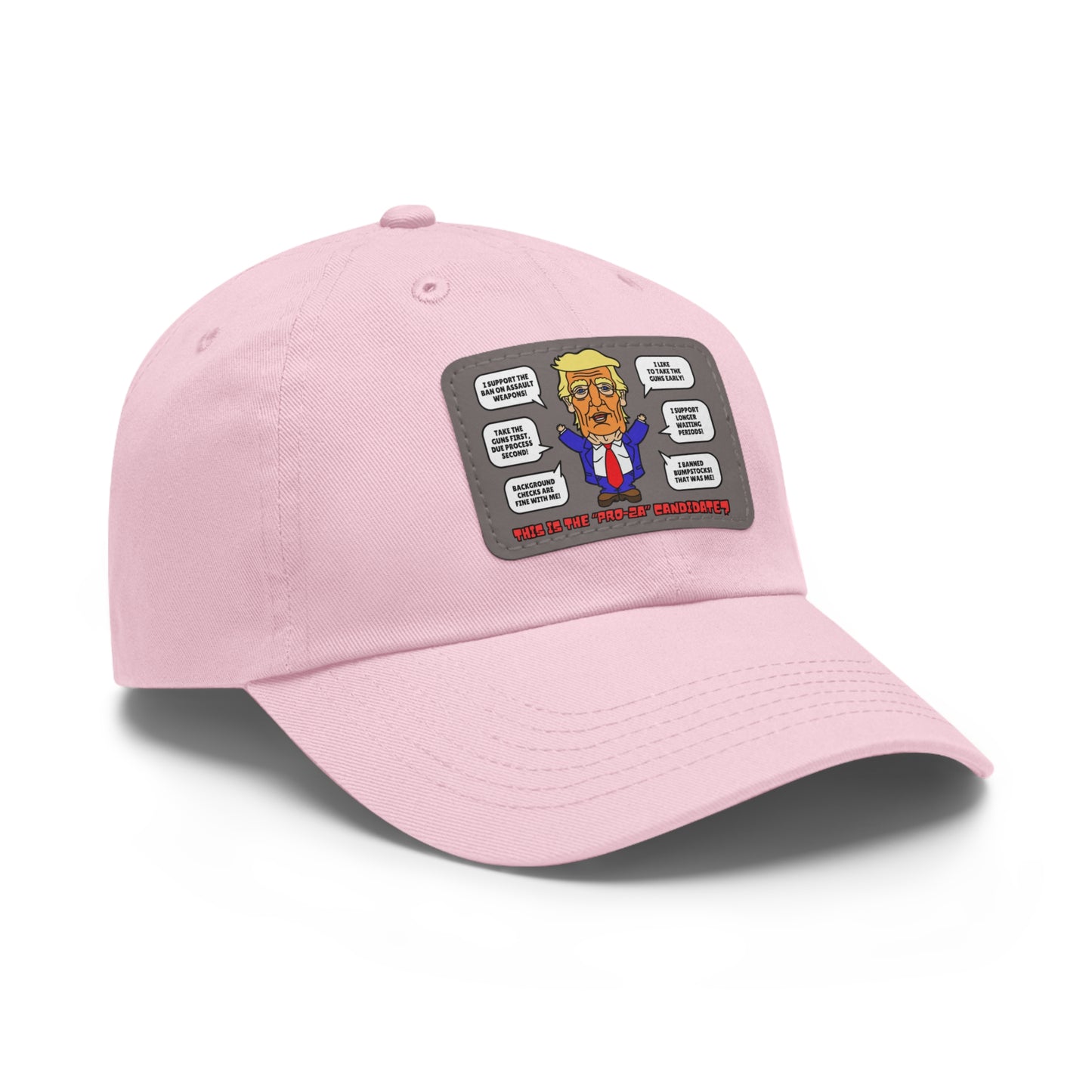 Trump on Guns! Dad Hat with Leather Patch (Rectangle)