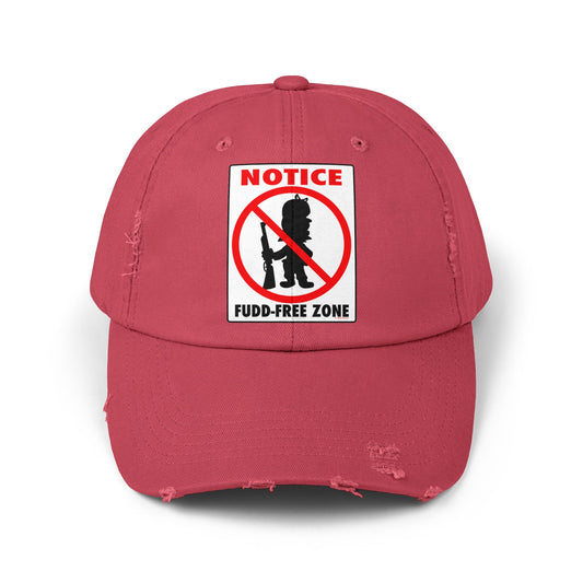 Fudd Free Zone! Unisex Distressed Cap