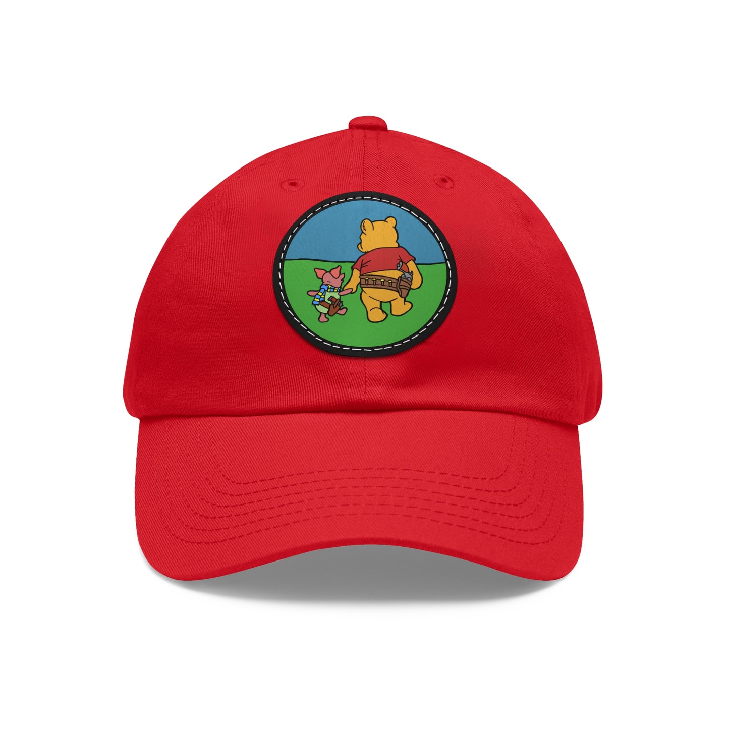 Pew & Piglet! Dad Hat with Leather Patch (Round)