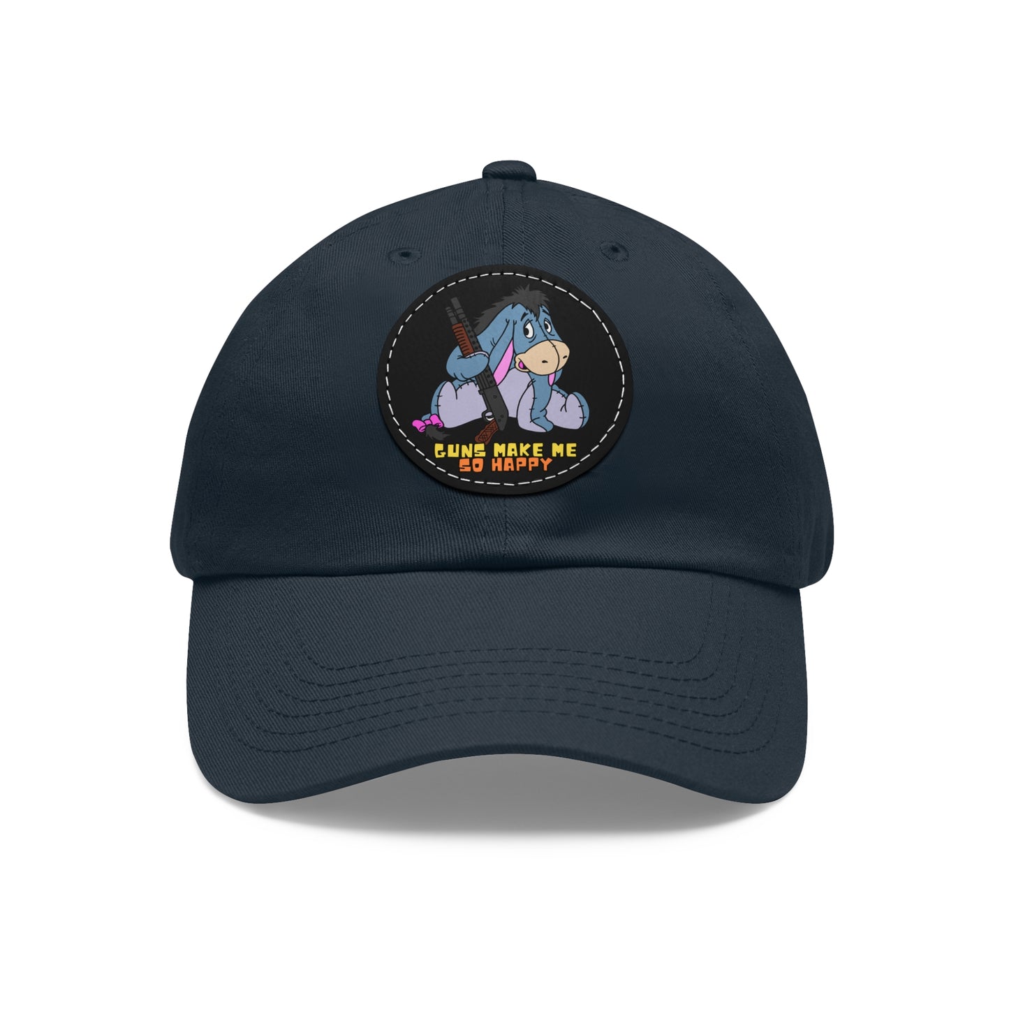Happy Eeyore! Dad Hat with Leather Patch (Round)