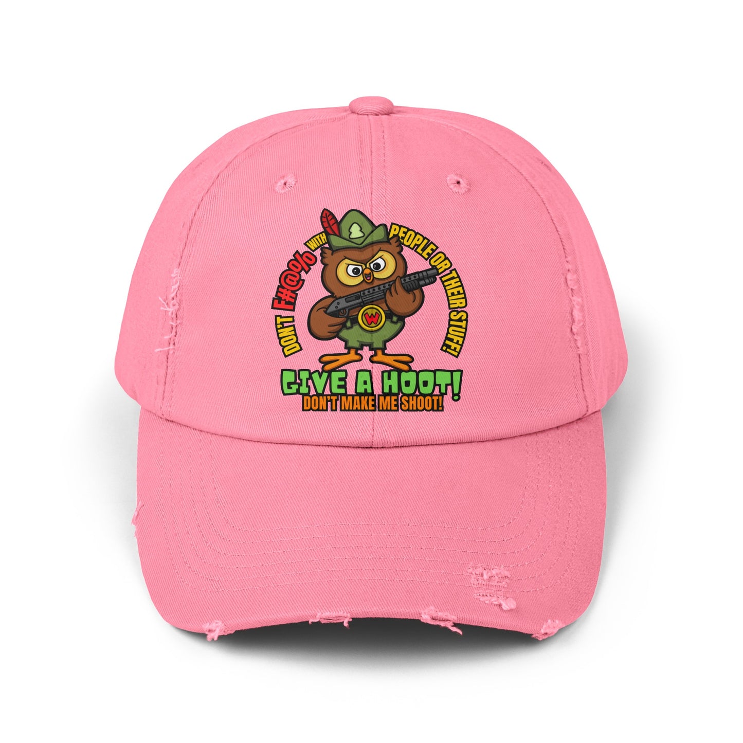 Give a Hoot! Unisex Distressed Cap