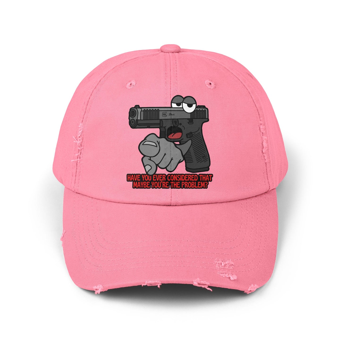 Glock "Maybe You're the Problem!" Unisex Distressed Cap - Fun Statement Hat with Gun Graphic - Perfect for Casual Outings and Gift Giving
