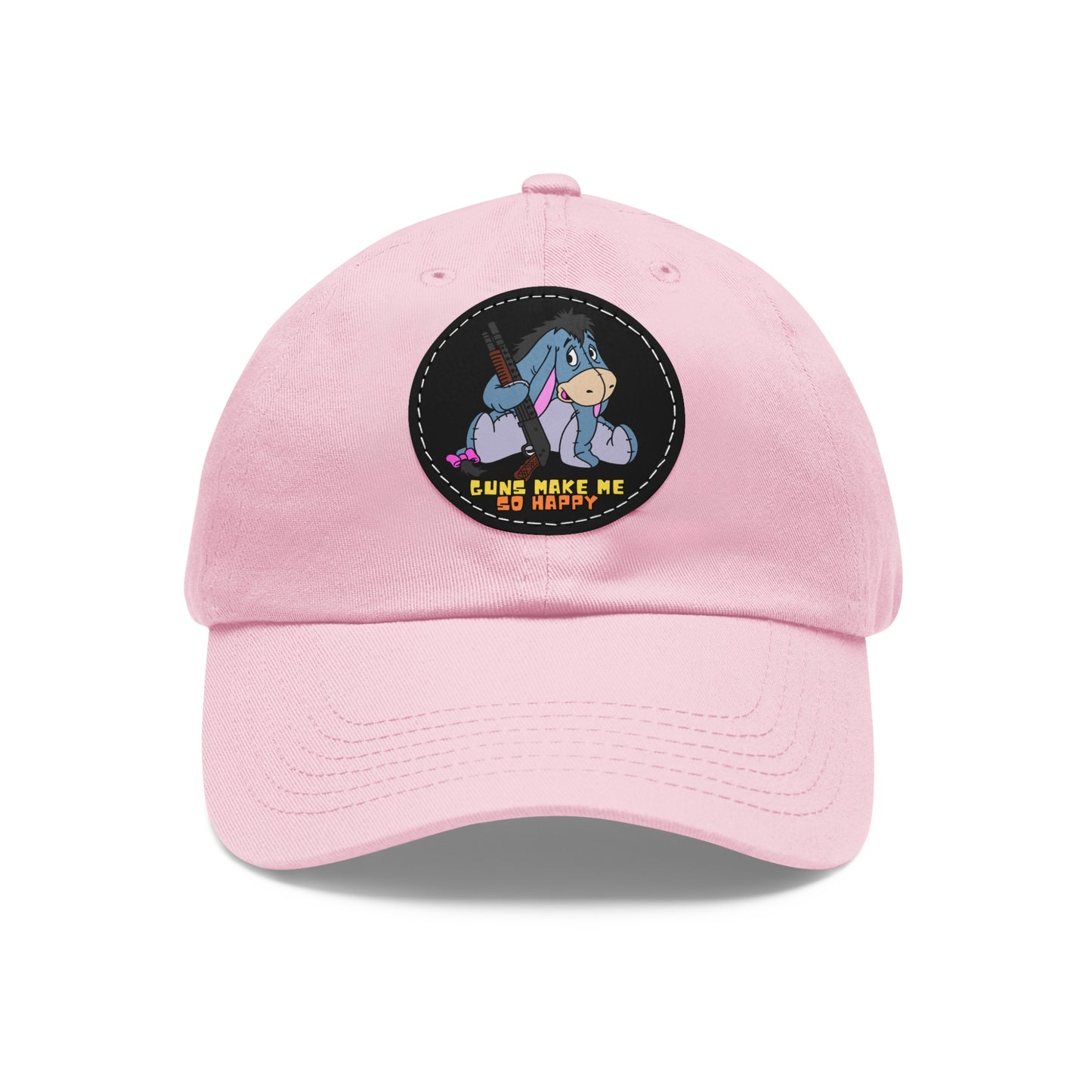 Happy Eeyore! Dad Hat with Leather Patch (Round)