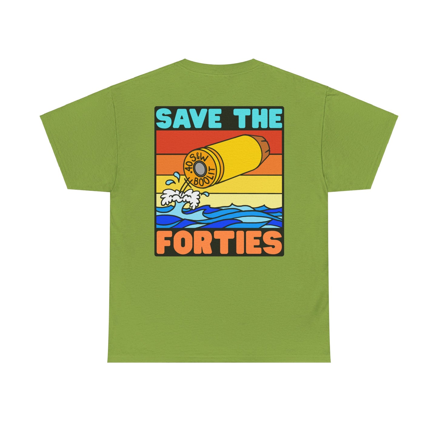 Save the Forties! (Backside Print) Unisex Heavy Cotton Tee