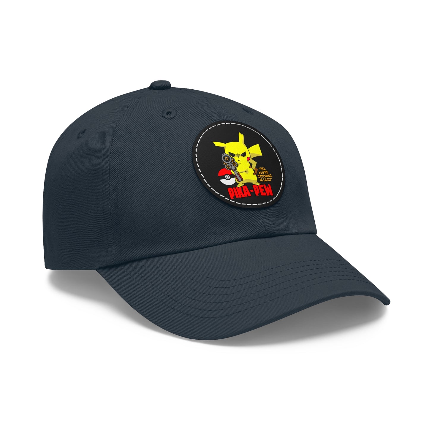 P-Pew Dad Hat with Leather Patch (Round)