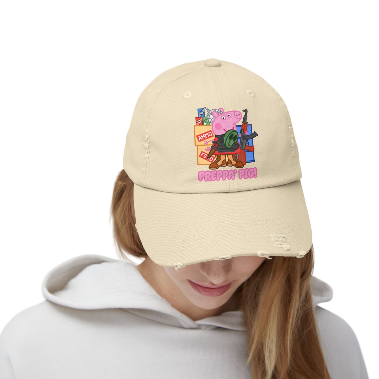 Preppa' Pig! Unisex Distressed Cap
