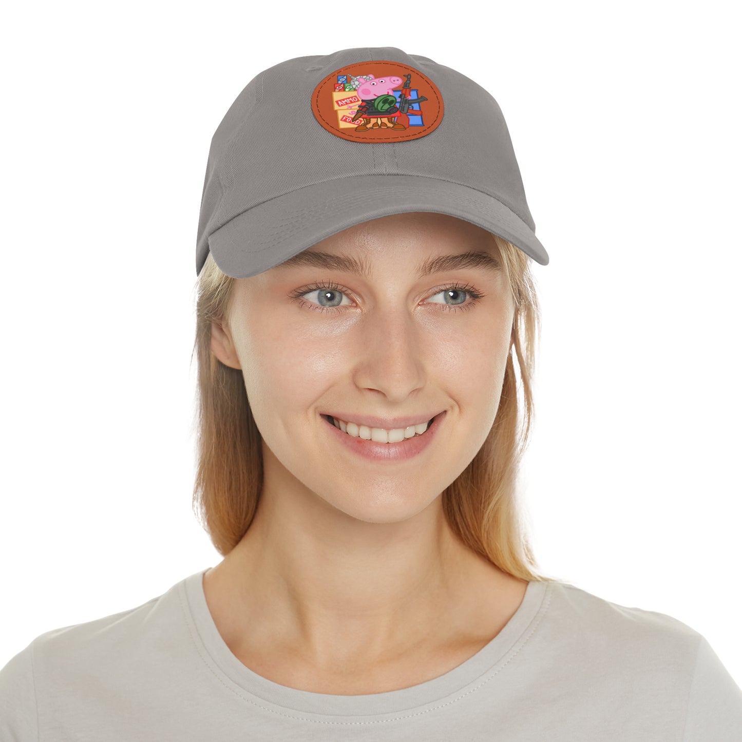 Preppa' Pig! Dad Hat with Leather Patch (Round)