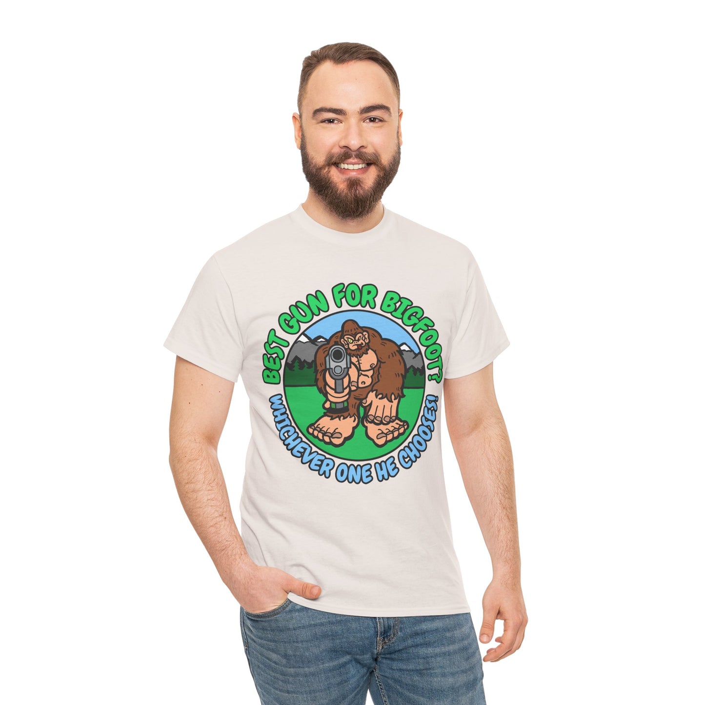 Best Gun for Bigfoot! Unisex Heavy Cotton Tee