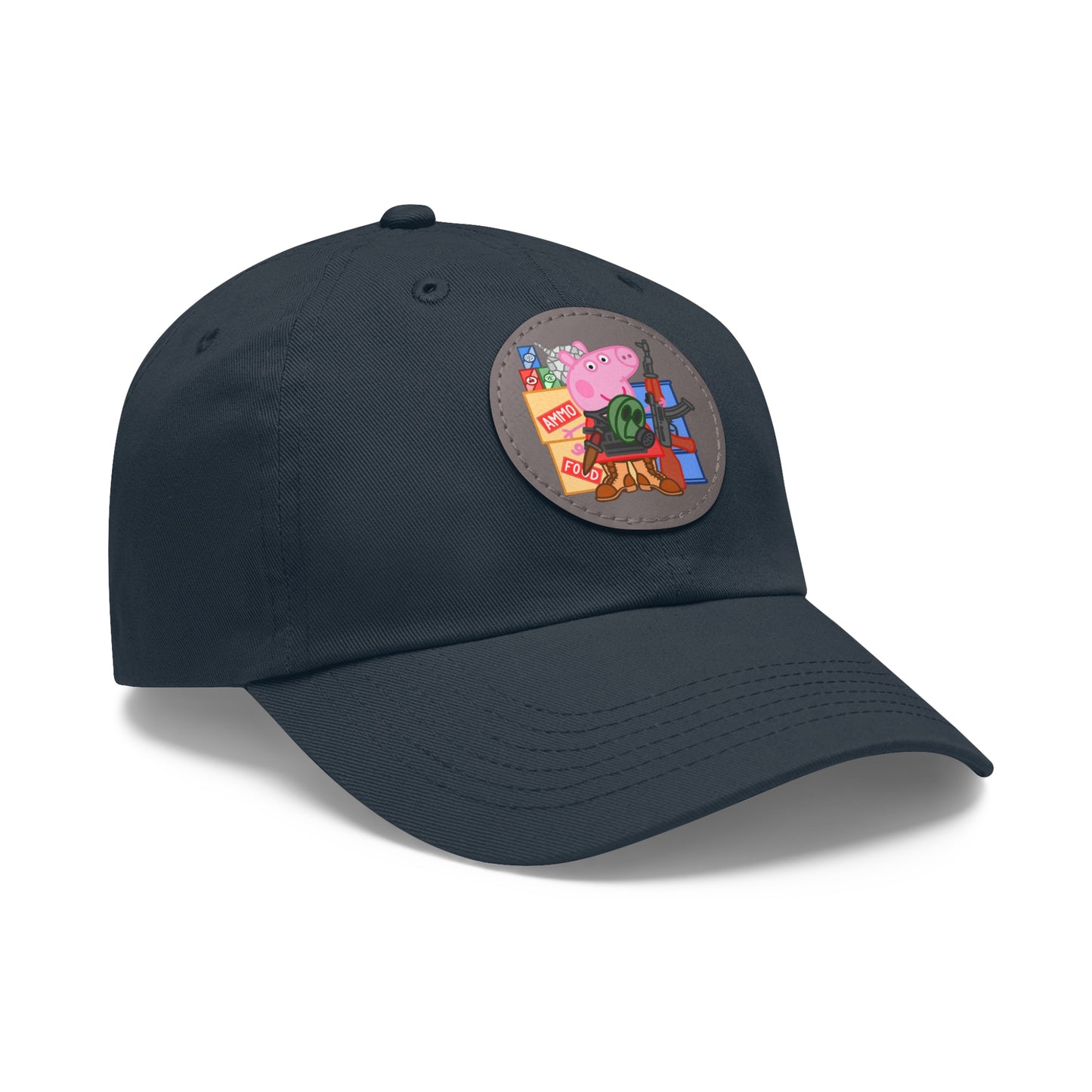 Preppa' Pig! Dad Hat with Leather Patch (Round)