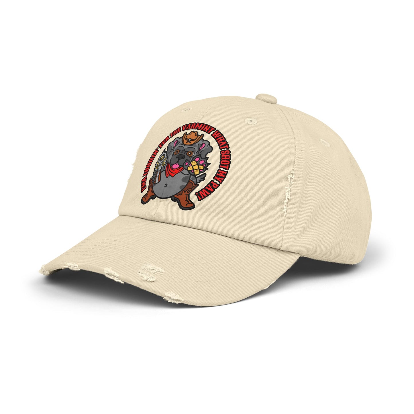 Funny Unisex Distressed Cap - Varmit What Shot my Paw!