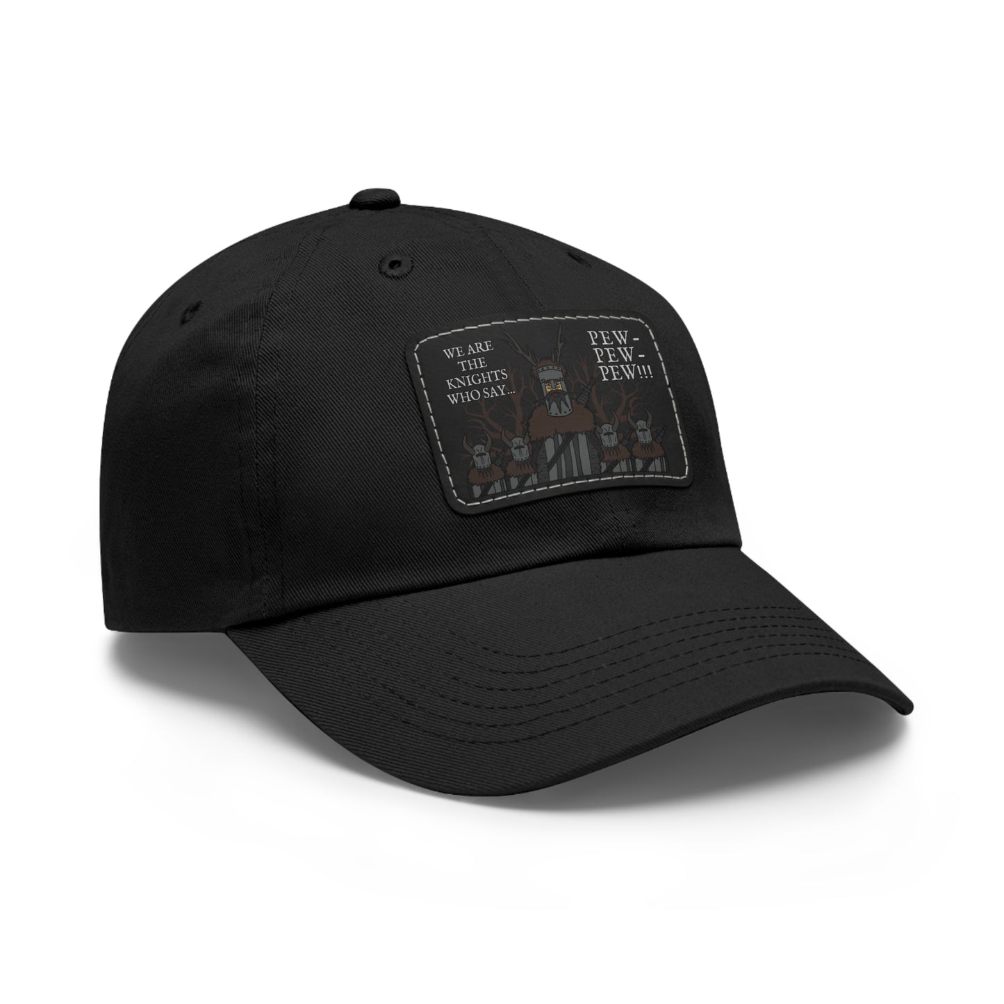 Knights of Pew! Dad Hat with Leather Patch (Rectangle)